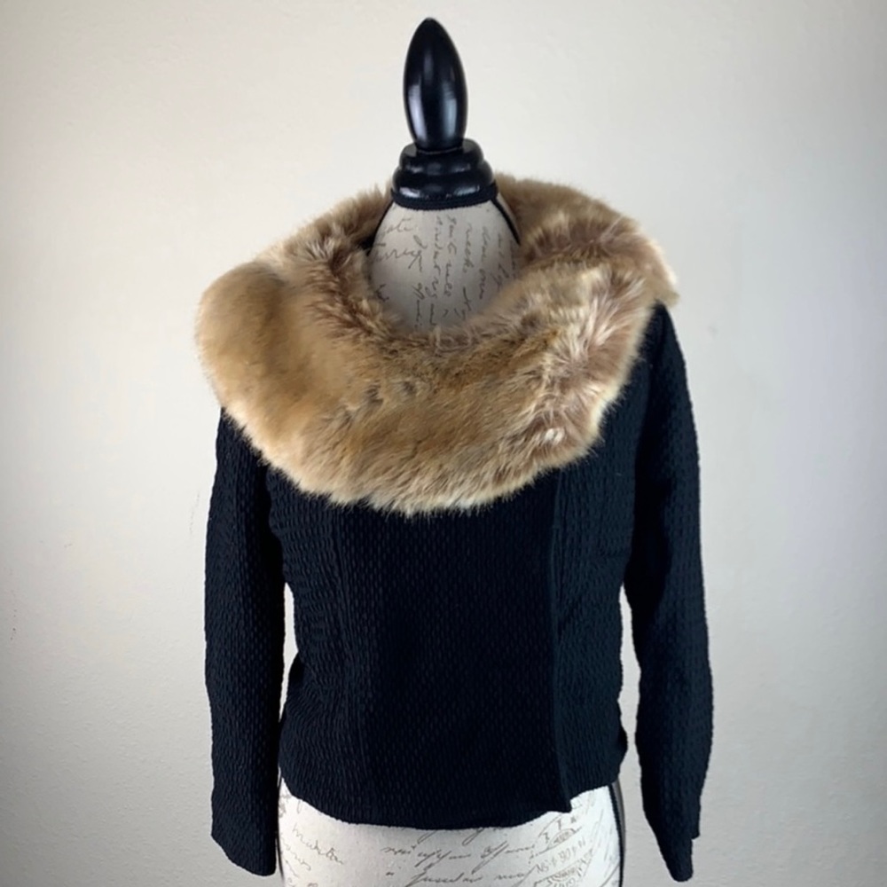 Anthropologie Tracy Reese Jacket Faux Fur Collar